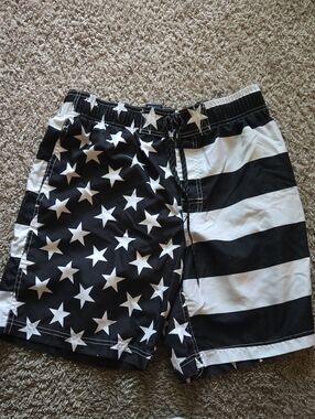 George Black and White Star & Stripe Swim Shorts